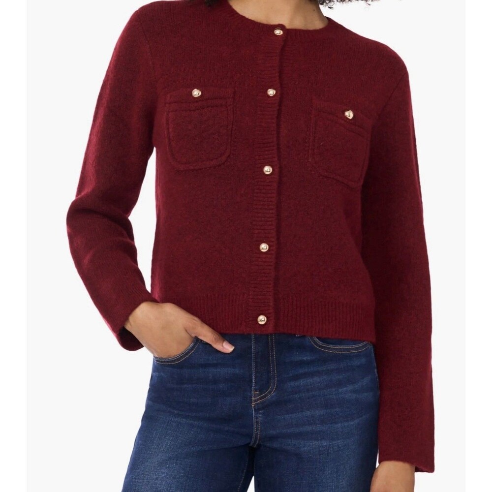 NWT CeCe Red Cardigan Sweater Large Blazer Preppy Office Thick Elegant MP $109